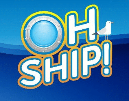 A vibrant graphic with the phrase "OH SHIP!" in large, colorful letters. The letter "O" is designed to look like a ship's porthole, and a seagull perches on the letter "H." The background features shades of blue, reminiscent of the sea—perfect imagery for your blog archive.